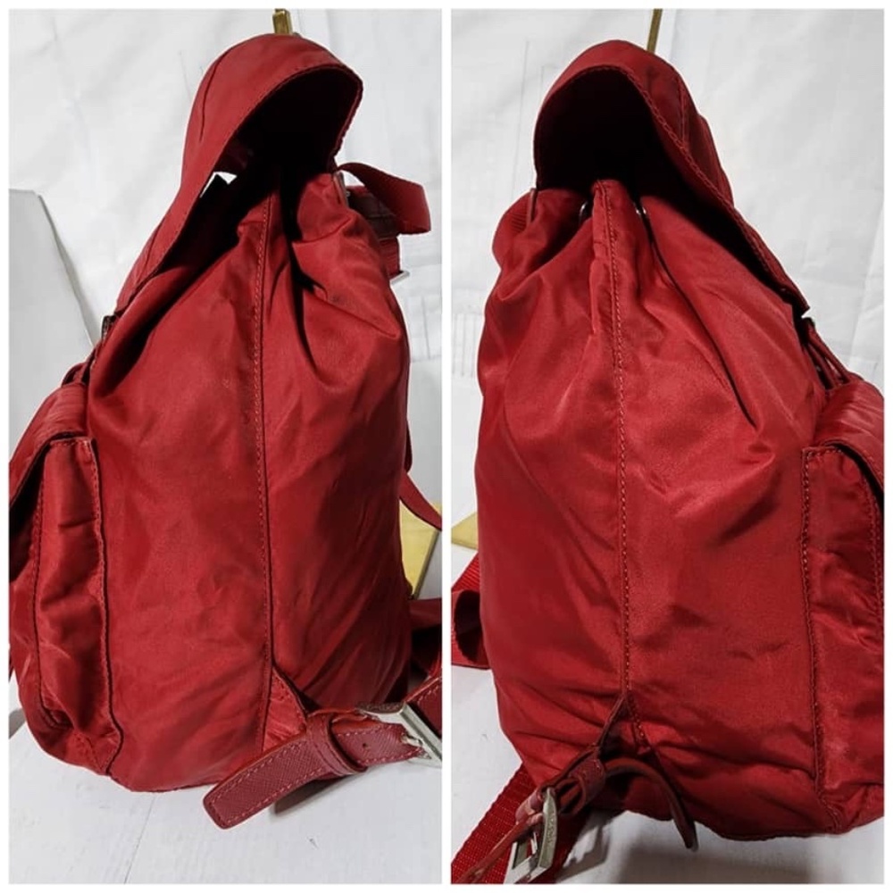 Authentic PRADA Tessuto Nylon Vela Medium Backpack Red - Picture 6 of 14